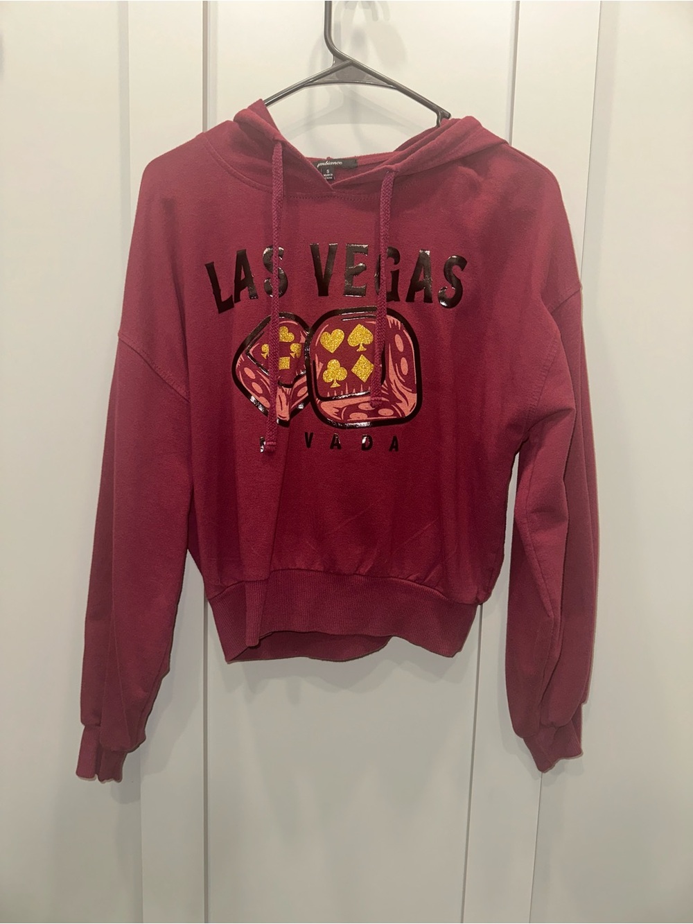 Ambiance Red Las Vegas Cropped Hoodie